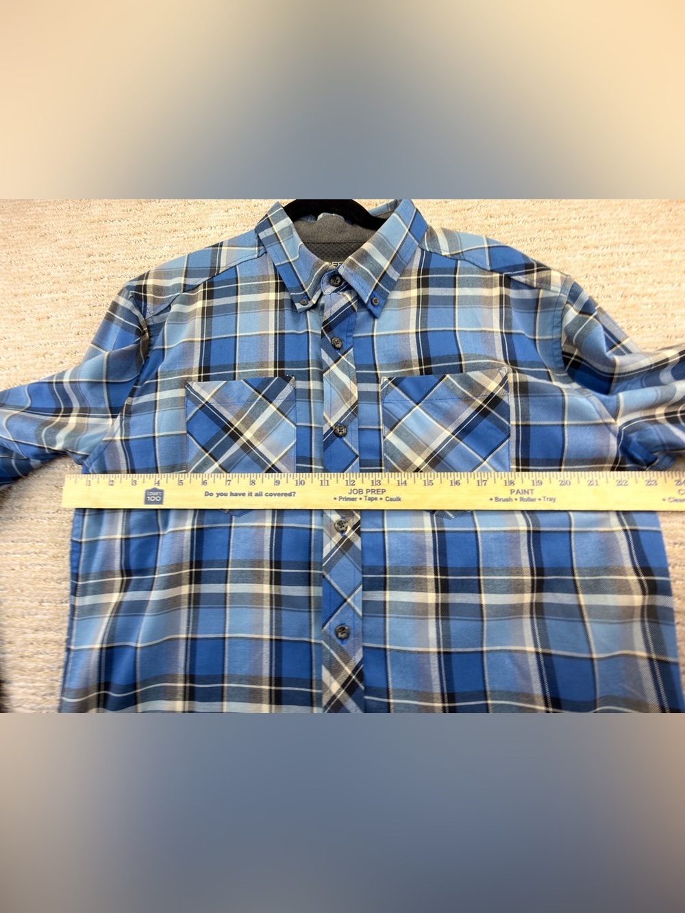 New With Tags Exofficio Blue Plaid Long-Sleeve Travel/Hiking Button-Down Shirt - Picture 2 of 11